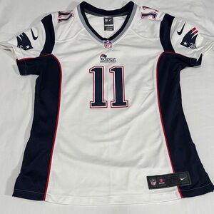 Nike On Field Patriots Jersey White and Navy 11, Edelman Ladies M